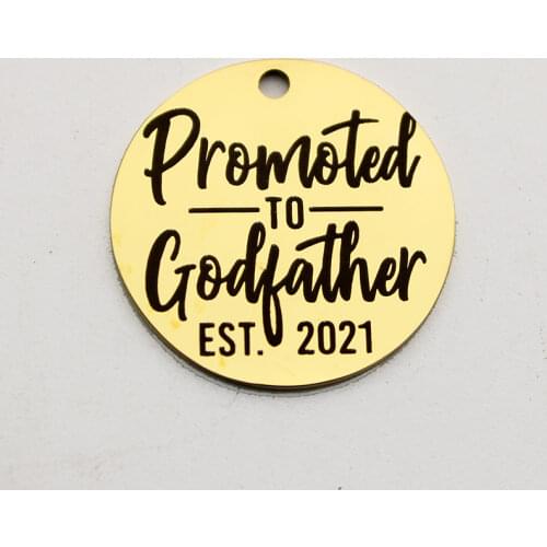 Godfather Est.2021 Charm Engrave Promoted To Godfather 2021 Charms Stainless Steel Charms High Polish Mirror Surface Pendant