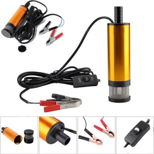 1set 12V 38mm 12L/min Aluminum Alloy Submersible Pump Water Oil Diesel Fuel Transfer