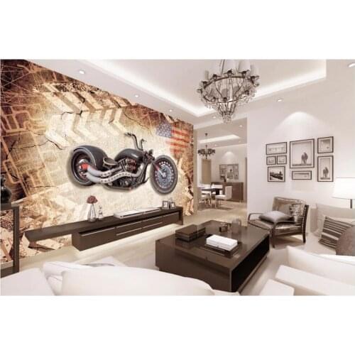 Custom photo 3d wallpaper on a wall Motorcycle retro nostalgic background wall living room Home decor 3d wall murals wallpaper