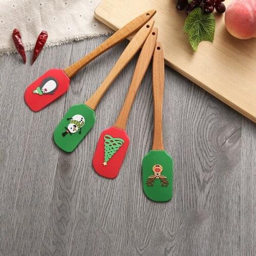 Christmas Silicone Cake Cream Spatula Dough Butter Batter Scraper Baking Tools For Home Baking Cutting Tools Kitchen Gadgets