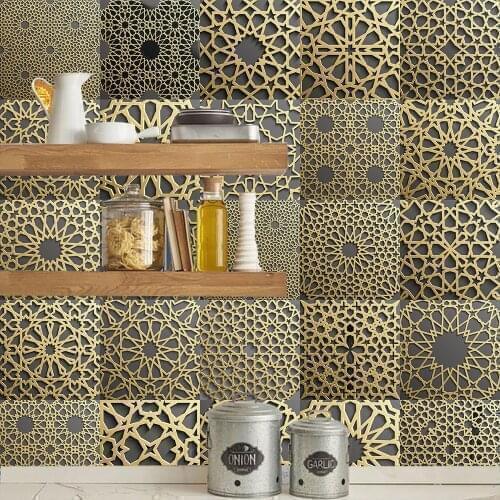 Self-Adhesive Tiles Stickers Floor Stickers Bathroom Kitchen Home Decals Muslim Eid al Fitr Tiles Waterproof Wall Stickers