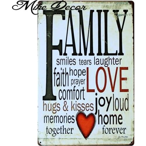 [ Mike86 ] Family Smiles Tears Laughter LOVE Metal Sign Vintage Home Pub Wall Painting Decor Art 20*30 CM Mix Items B-265