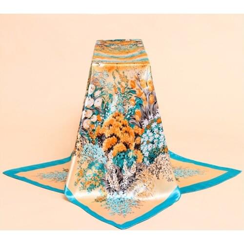 2021 New Satin Silk Square Scarf Women 90cm Joker Fashion Decorative Scarves Gifts Turbans for Women Turban Headband