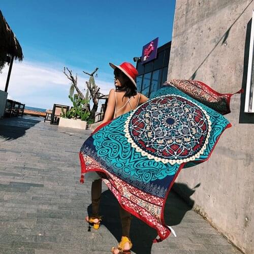 2019 Fashion Summer Ethnic Print Cotton Scarf For Women Long Tassel Soft Wraps and Shawls Beach Hijab OverSize Female Foulard