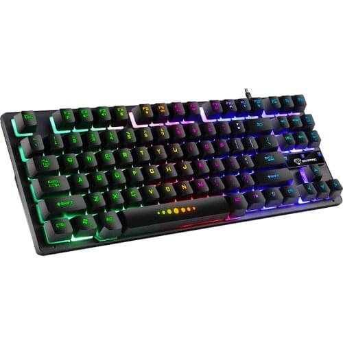 GK-10 87 Keys Waterproof USB Wired Keyboard Gaming Keyboard Colorful Backlight Keyboard Ergonomic Wired Gaming Keyboard