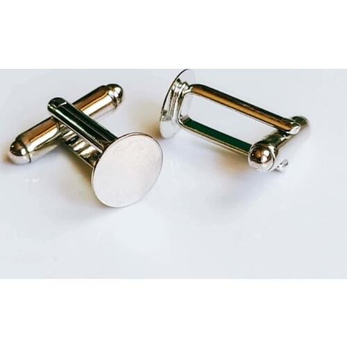 10pcs 10mm white k color Plated Cufflink Setting Base Cameo Cabochon High Quality jewelry finding components