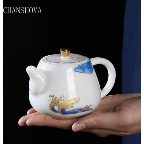 CHANSHOVA On-glazed White Porcelain teapot Handmade 180ml Ceramic tea pots traditional chinese retro style tea set H171