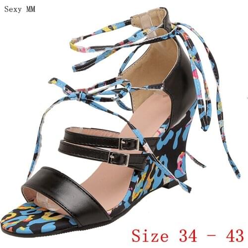 Women High Heel Wedge Sandals Shoes Woman High Heels Wedges Gladiator Sandals Plus Size 34 - 40 41 42 43