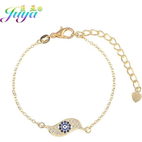 Juya Gold/Rose Gold Micro Pave Zircon Evil Eye Charm Bracelet For Women Fashion Jewelry Wholesale