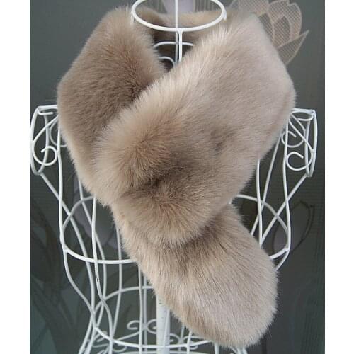Winter faux fur collar rex rabbit fur collar warm soft scarf unisex fur scarf with tails