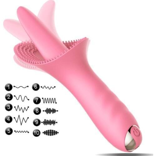 10 Speed Tongue Vibrators for Women Vibrating Massager Rechargeable Clitoris Vagina G-Spot Female Masturbation Sex Toys
