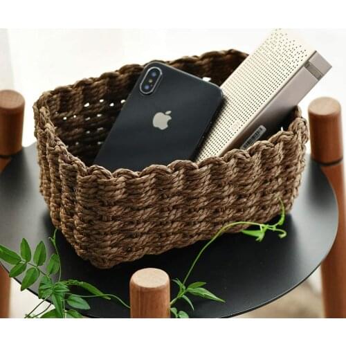 3PCS Wicker Rattan Storage Basket Makeup Cosmetics Holder Box Household Sundries Toys Organizer Paper Rope Woven Laundry Basket