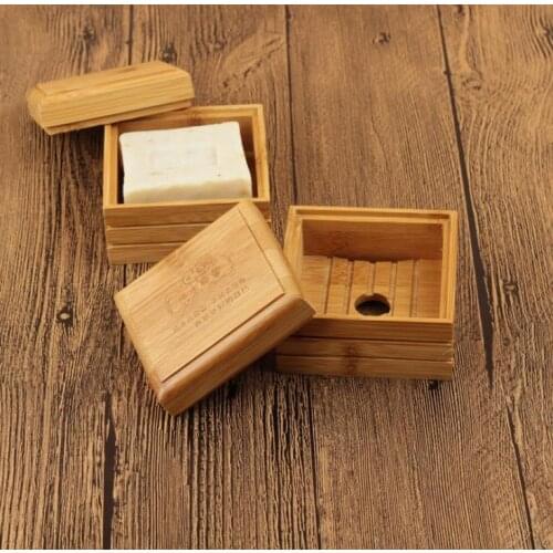 50pcs/lot Natural Bamboo Soap Dish Wooden Soap Tray Holder Storage Soap Rack Plate Box Container for Bath Shower Plate SN87