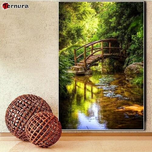 5D DIY diamond painting cross stitch Secluded mountain creek natural scenery mosaic embroidery full square drill handmade decor