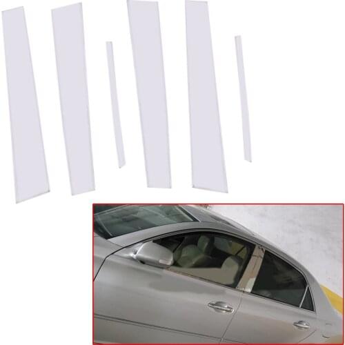 6Pcs Silver Stainless Steel Car Door Window Pillar Post Cover Trim Protector Fit For Toyota Camry Sedan 2007 2008 2009 2010 2011