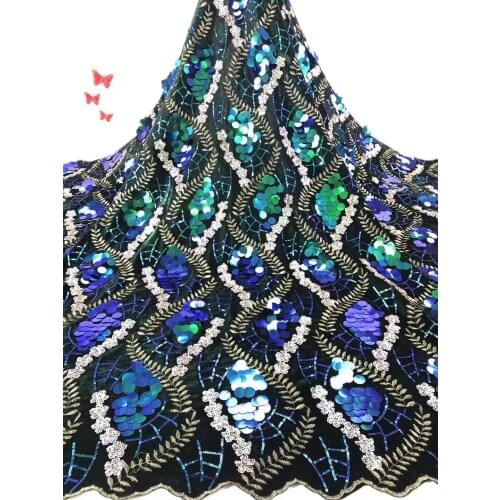 African sequins lace fabric mesh high quality embroidery French mesh 2020 Nigeria lace fabric clothing material FJ34491