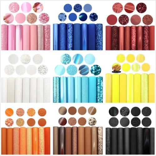 David accessories 20*33cm 5-8Pieces/set Solid Color Synthetic Leather Hair Bow Earrings Making Handbag Phone case,1Yc12977