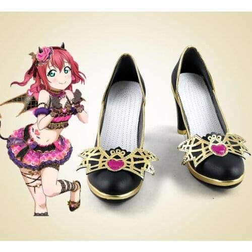 Anime Cosplay Shoe Love Live Sunshine Aqours Little Devil Ruby Yoshiko Dia Halloween High Heels Full Members