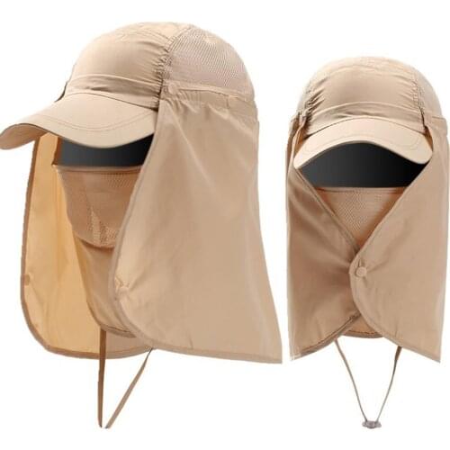 Unisex Waterproof UV Protection Breathable Baseball Hat Cap with Face Neck Flap