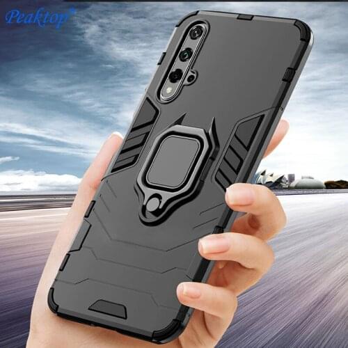 Armor Case For Huawei Nova 5T Case Metal Ring Bumper Silicone Cover For Huawei Nova 5T 5 T Case Magnetic Car Phone Holder Coque
