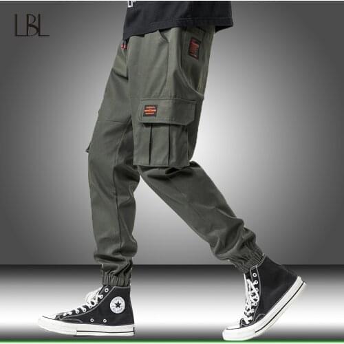 Cargo Harem Pants Mens Side Pockets Hip Hop Casual Multi-Pocket Tactical Pants Male Joggers Trousers Fashion Casual Streetwear