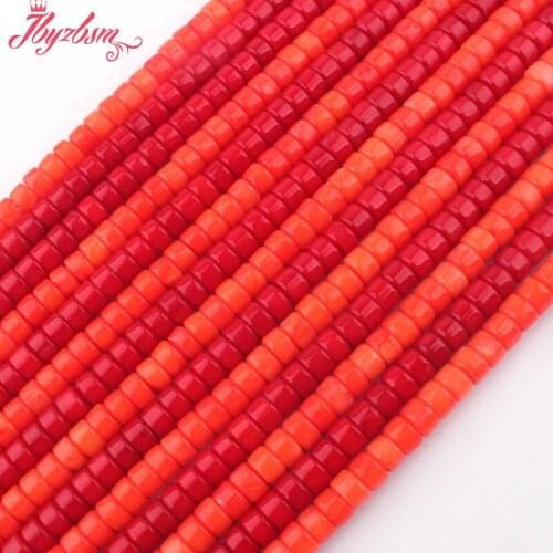 4x6mm Smooth Button Shape Coral Beads Natural Stone Beads For DIY Necklace Bracelets Eaaring Jewelry Making 15" Free Shipping