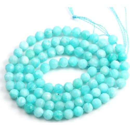 Natural Semi Precious Stone Beads Amazonites Cut Bead DIY For Making Hand String Necklace 38 cm 2/3/4/5mm