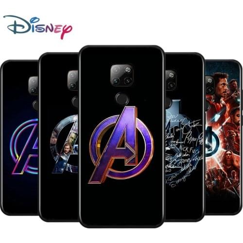 Marvel Avengers Logo for Huawei Mate 40 RS 30 20 X 10 P Smart Z S Lite Pro Plus 2021 2020 Black Phone Case