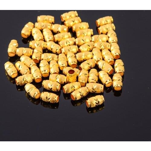 Pure 999 24K Yellow Gold 3D Bead DIY Weave Bracelet Ring Necklace Bead Pendant For Men Women