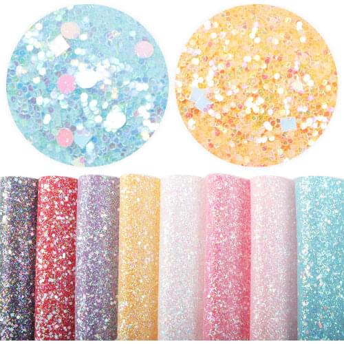 David accessories 8Pieces/set 20*33cm Chunky Glitter Synthetic Leather Patchwork Hair Bow Handbag Phone Case DIY,1Yc10727