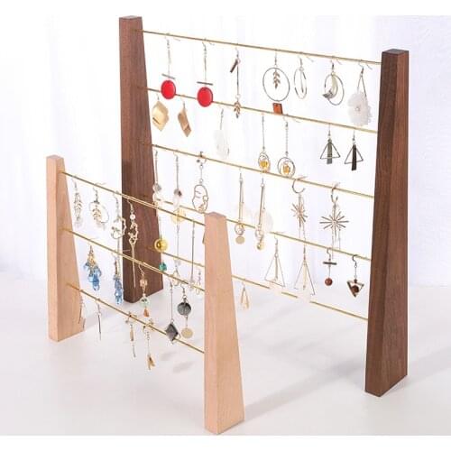 Customized wooden metal earring hanging shelf earing holder bracelet stand jewelry necklace case organizer jewellery display
