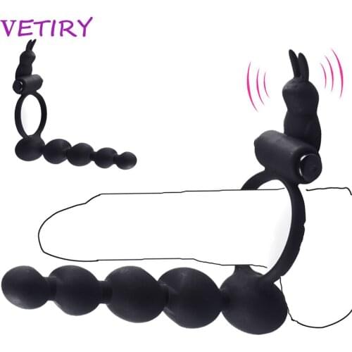 Double Penetration Vibrators Penis Strapon Dildo Vibrator Sex Toys For Women Man Strap On Penis Anal Beads Plug Adult Massager