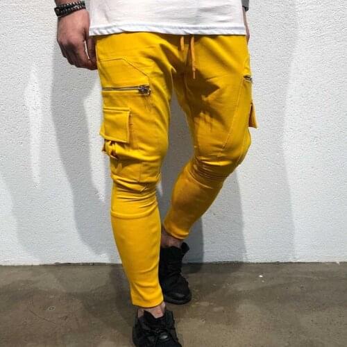 Muscle New Tide Brand Multi-pocket Overalls Mens Trousers Street Fashion Leisure Outdoor Splicing Slim Feet and Trousers