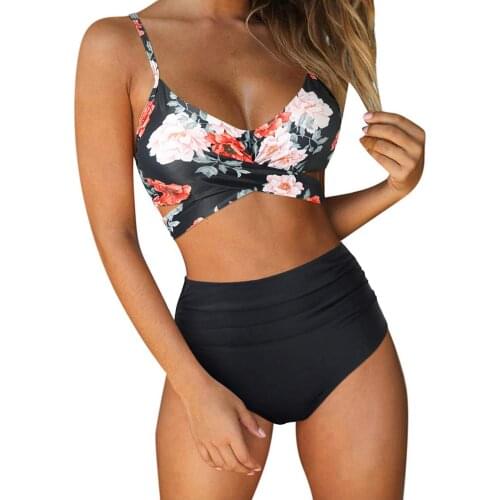 Bikini Set Women Fashion Floral Print Swimwear Sexy Swimsuit Push Up Bandage Swimwear Bikini Set Beachwear Biquini Dropshipping