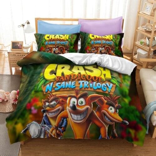 Cartoon Crash Bandicoots Bedding Sets US/EU/AU Size Kids Quilt Bed Cover Cute Duvet Cover Pillow Case 2-3 Pcs Set Adult Children