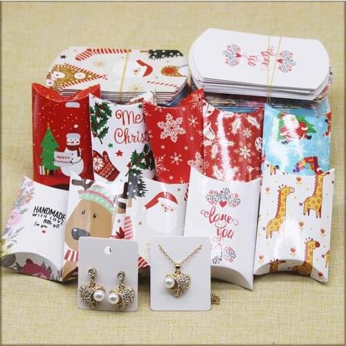 DIY Handmade Pillow shape Jewelry&necklace&Earring DIsplay Box paper christmas Gifts package box Cute animlas baby show package