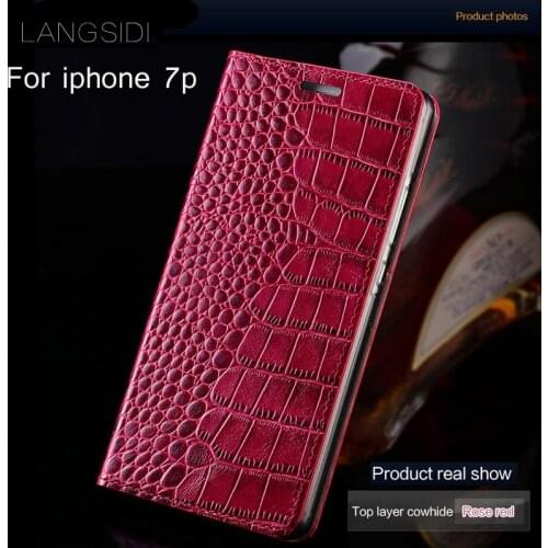 Luxury brand mobile phone case genuine leather crocodile Flat texture phone case For iPhone 7p all handmade protection case