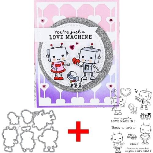 My Heart BEEPS For You Clear Stamp+Die Cut Love Machine+Romantic Phrases stamps and dies 2020 For DIY Card Making