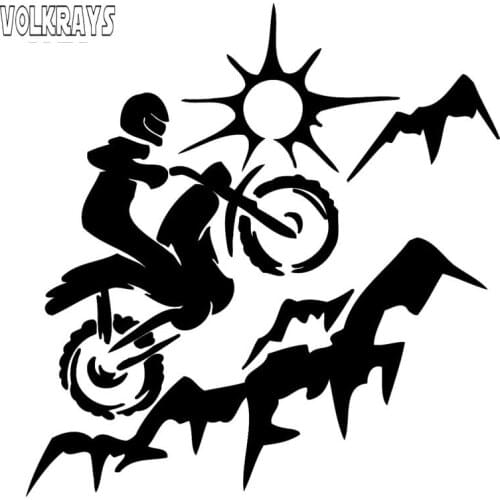 Volkrays Fashion Car Sticker Dirt Bike Motocross Accessories Reflective Waterproof Suncreen Vinyl Decal Black/Silver,17cm*16cm