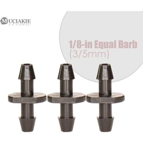 MUCIAKIE 50PCS 1/8'' Equal Barb Connector 3/5mm Micro Hose Double Coupling Adapter Tubing Joints Gardem Micro Irrigation Fitting