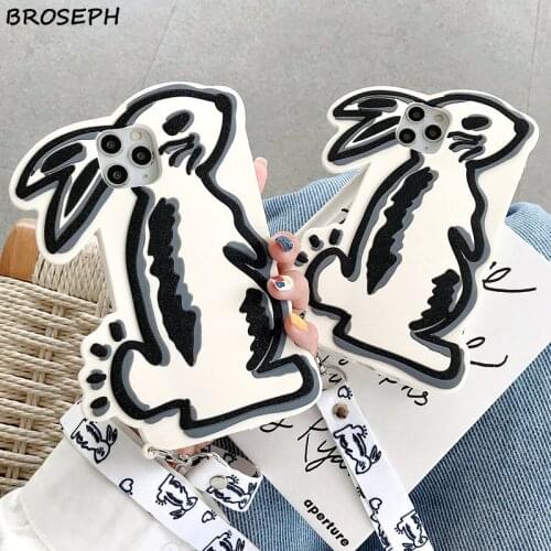 Cute Cartoon Rabbit Phone Case For iPhone 12 mini 11 Pro X Xr Xs Max Soft Silicone Back Cover For iPhone 6 6s 7 8 Plus SE 2020
