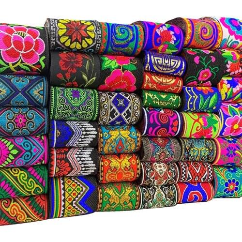 NEW Mixed Style 2" 5CM 4Yards/LOT Polyester Woven Jacquard Ribbon for DIY Sewing Waistband Clothes Cuff Lace Accessories