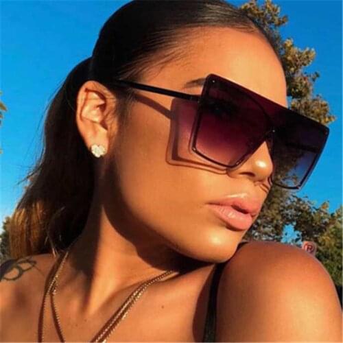 New Conjoined Sunglasses One Piece Lens Sunglasses Women Oversized Frameless Sun Glasses UV400