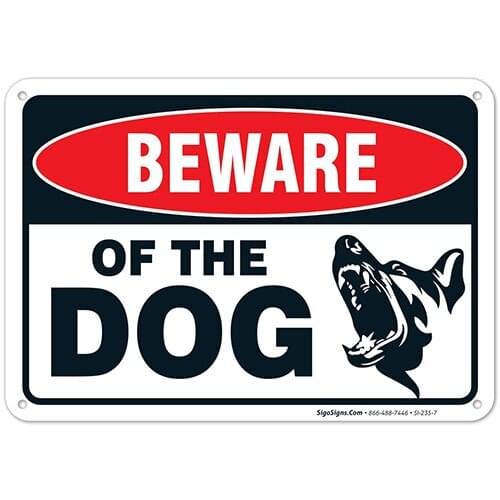 Beware of Dog Sign is; 10 X 7 Inches Decal Vinyl Sticker Dog Warning Sign Car Stickers for Car-window Bumper Door Hood Wall