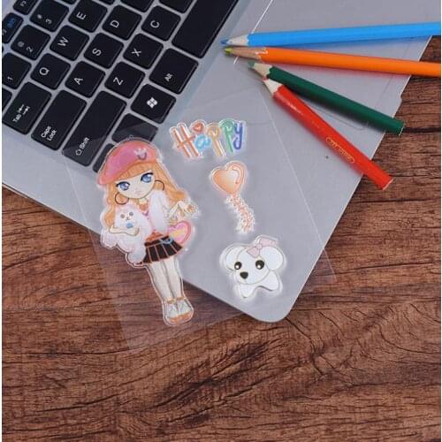 Beautiful girl and cat Transparent Clear Silicone Stamp/Seal for DIY scrapbooking/photo album Decorative clear stamp
