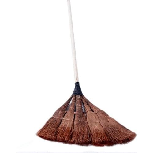Factory Direct Pure Brown Handmade High Quality Brown Hair Broom Broom Sweeping Floor Broom Thick Brown Sweep