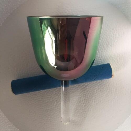 On sales A sharp note Rainbow color crystal singing handle bowl for pineal chakra factory wholesale price