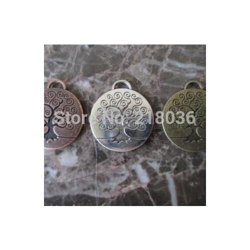 Vintage Bronze& Copper Round World Tree Of Life Pagan Charms Pendants For Bracelet Necklace DIY Fashion Jewelry Making 10Pcs