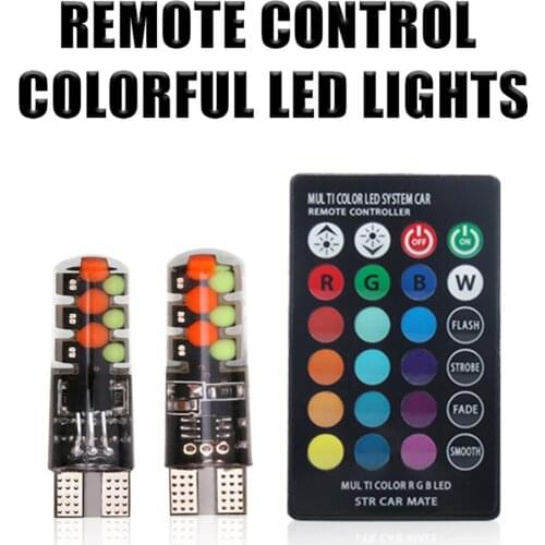2 pcs T10 w5w RGB LED Bulb 12SMD COB canbus 194 168 Car with Remote Controller Flash/Strobe Reading Wedge Light Clearance lights