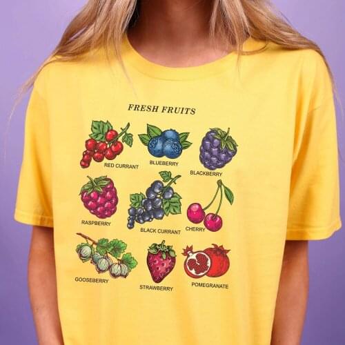 Fresh Fruits Tumblr Egirl Grunge Aesthetic T Shirt Summer Ulzzang Streetwear Women T-shirts Female 90s Cute Tee Y2k Tops Clothes